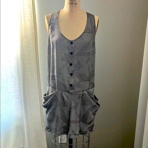 TOPSHOP Black & White Geo Print Tank Dress